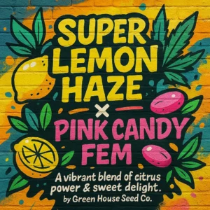 SUPER LEMON HAZE × PINK CANDY FEM A vibrant blend of citrus power & sweet delight – by Green House Seed Co.