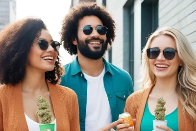 Giovani creativi con elementi ispirati alla cannabis