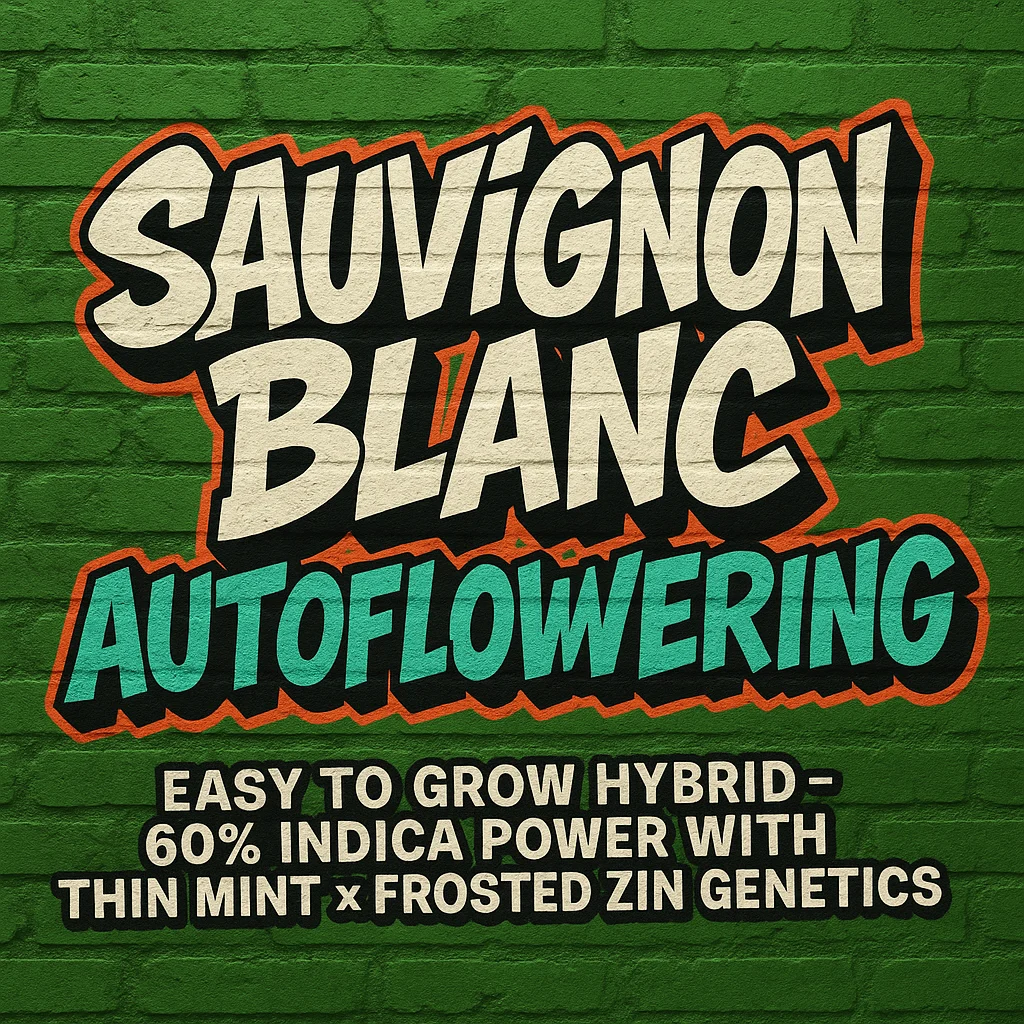 SAUVIGNON BLANC AUTOFLOWERING Easy to grow hybrid – 60% Indica power with Thin Mint × Frosted Zinn genetics