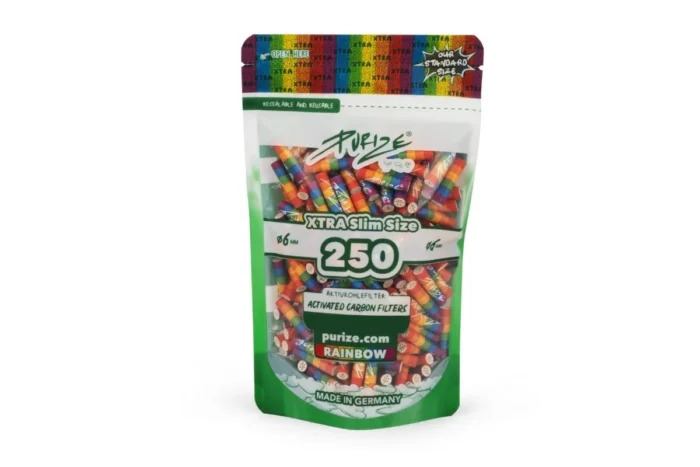 PURIZE - FILTROS DE CARBON ACTIVO | XTRA SLIM - RAINBOW 250PCS | PURIZE PIPE REPLACEMENT - Imagen 2