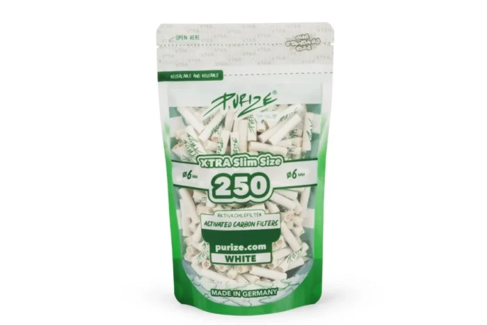 PURIZE - FILTRI AI CARBONI ATTIVI | XTRA SLIM - WHITE 250PZ | RICAMBIO PIPE PURIZE - immagine 2