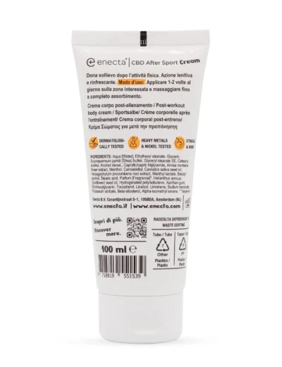 ENECTA - CREMA AFTER SPORT CON ARNICA E CANNABIDIOLO | 700mg CBD | 100ml - immagine 2