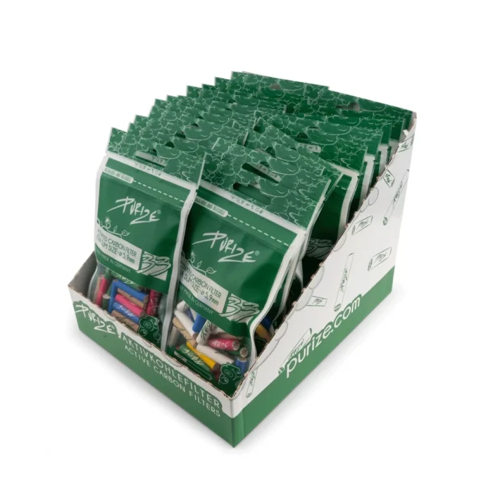 PURIZE - FILTRI AI CARBONI ATTIVI | XTRA SLIM DISPLAY 20 CONFEZIONI - ALL COLOR 33PZ - immagine 1