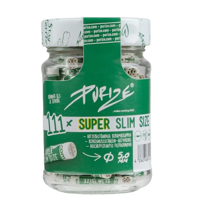 PURIZE - ACTIVATED CARBON FILTERS | SUPER SLIM - WHITE 111PCS | PURIZE PIPE REPLACEMENT - Image 1