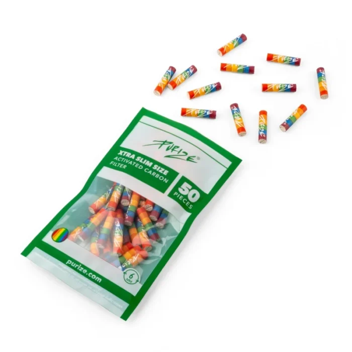 PURIZE - ACTIVATED CARBON FILTERS | XTRA SLIM DISPLAY 20 PACKS - RAINBOW 50PCS - Image 2