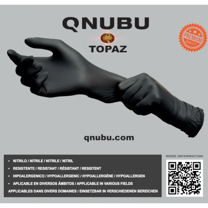 QNUBU - GUANTI PROFESSIONALI IN NITRILE NERI | LISCIO - immagine 2