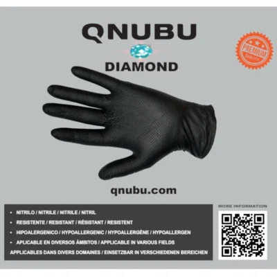 QNUBU - PROFESSIONAL NITRILE GLOVES BLACK | DIAMOND – Image 2