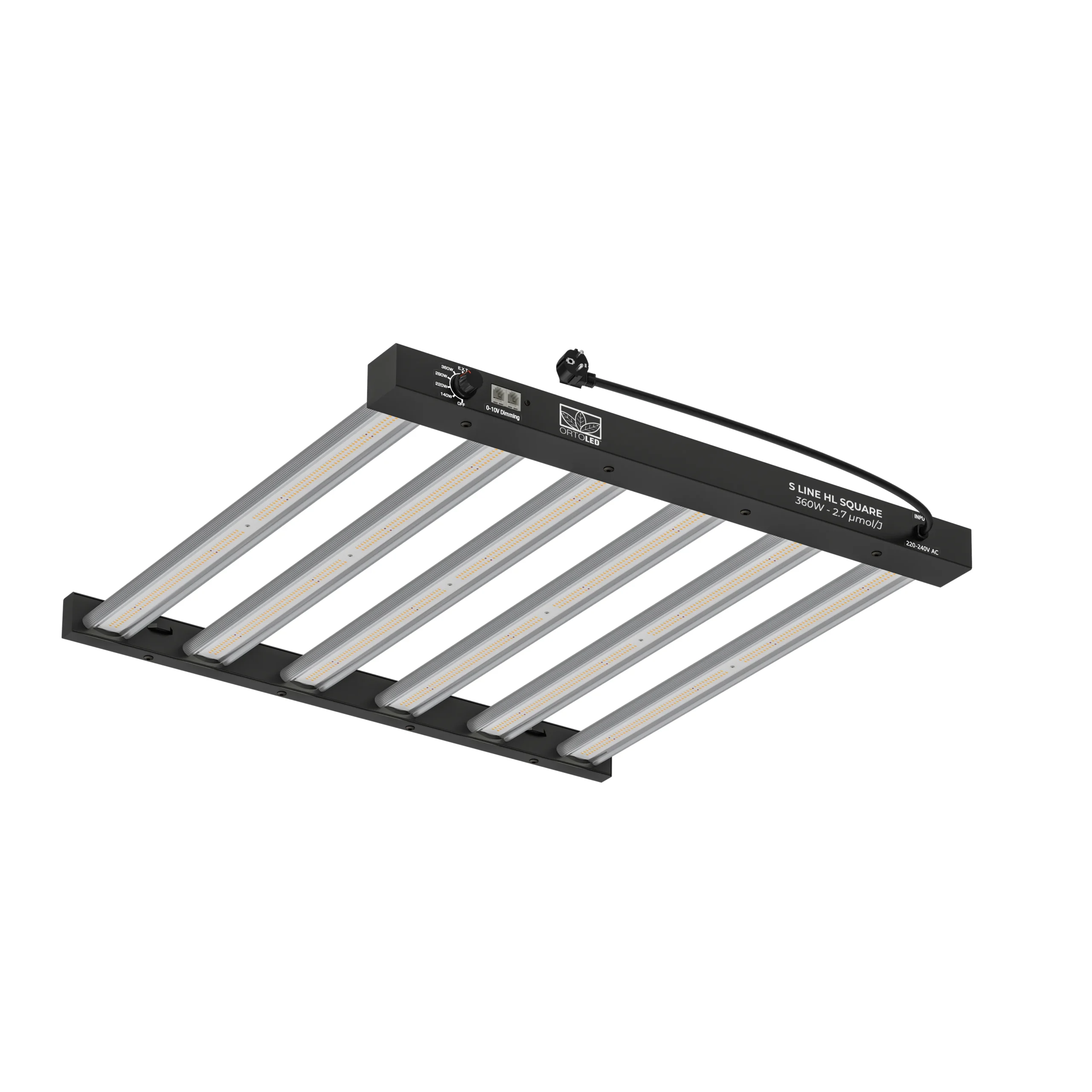 ORTOLED-S-LINE-SQUARE-360W-copia.webp ORTOLED - S LINE HL BAR LIGHT (2.7 µmol/J) | 360W - 60x60cm - Image 1