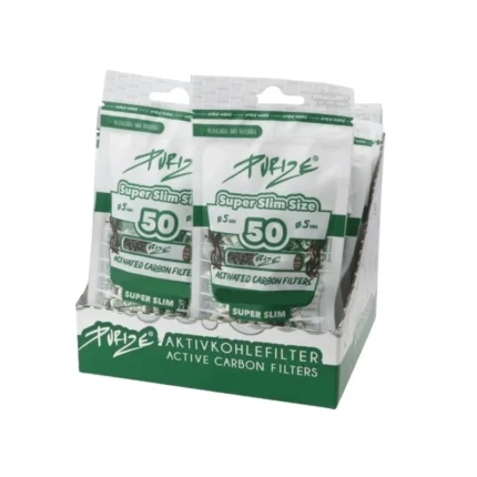 PURIZE - FILTRES À CHARBON ACTIF | SUPER SLIM DISPLAY 20 PACKS - BLANC 50 PCS
