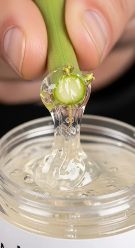 Applicazione di gel radicante alla base di una talea di cannabis