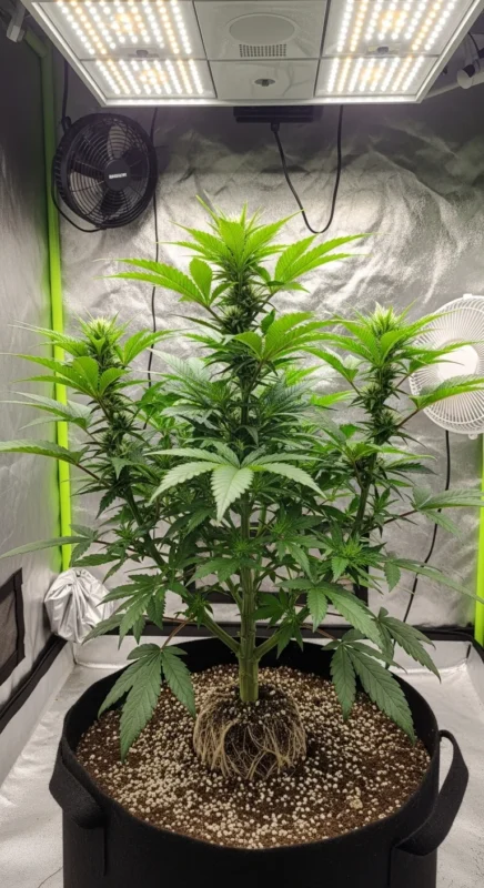 Pianta madre di cannabis in fase vegetativa sana e rigogliosa