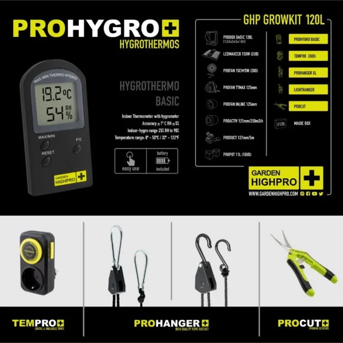 GARDEN HIGHPRO - GROWKIT 120H -KIT COLTIVAZIONE COMPLETO | 300W (120x60x180cm) - immagine 9