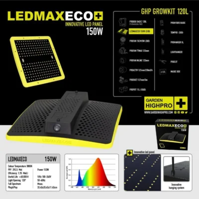 GARDEN HIGHPRO - GROWKIT 120H -KIT COLTIVAZIONE COMPLETO | 300W (120x60x180cm) - immagine 4
