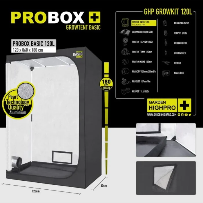 GARDEN HIGHPRO - GROWKIT 120H -KIT COLTIVAZIONE COMPLETO | 300W (120x60x180cm) - immagine 2