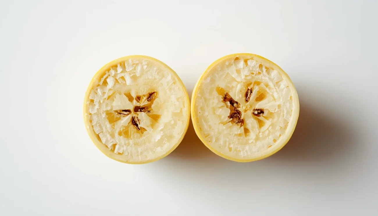 Sezione di una banana senza semi, esempio naturale di frutto triploide