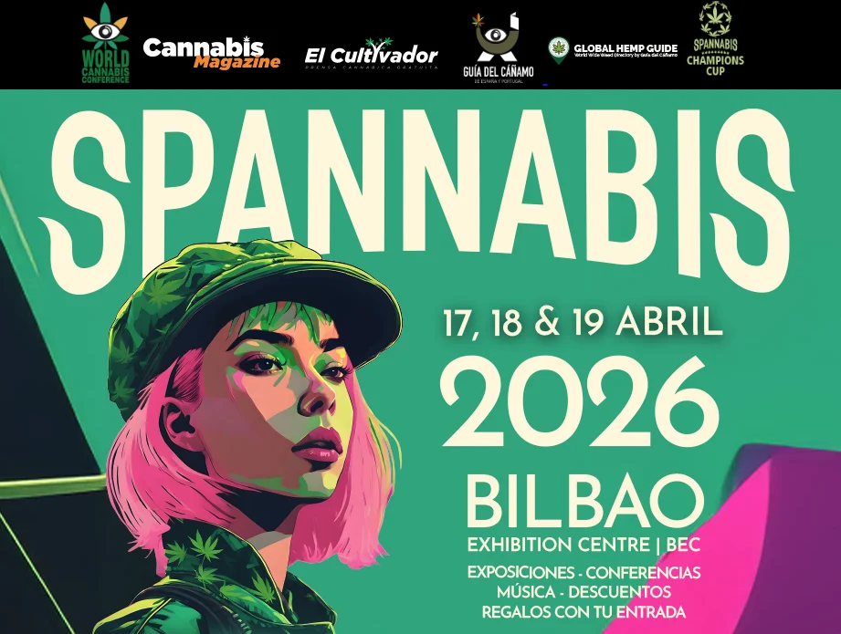 Ingresso della fiera Spannabis 2026 al Bilbao Exhibition Centre con visitatori e stand cannabis